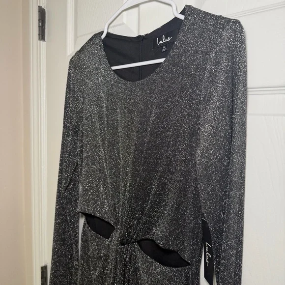 Lulu's Sparkling Black Cutout Dress - Picture 3 of 6